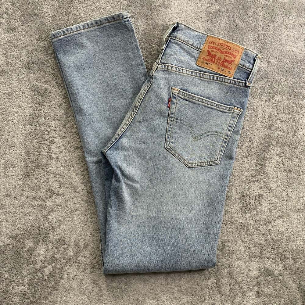 Levi’s 511 Jeans Mens 32x32 Slim Fit Light Wash Blue Denim Straight Leg Stretch